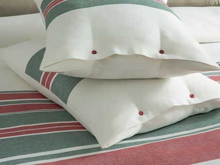 English Home Cosy Stripe Winter Soft Tek Kişilik Nevresim Takımı Kırmızı - Yeşil