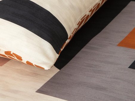 English Home Dynamic Square Baskılı Soft Cotton Tek Kişilik Nevresim Seti Bej – Terracotta