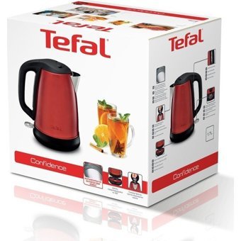 Tefal Confidence Çelik 1.7 lt 2000 W Işıklı Klasik Kırmızı Kettle