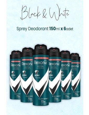 Rexona Black & White Invisible Sprey Erkek Deodorant 6x150 ml