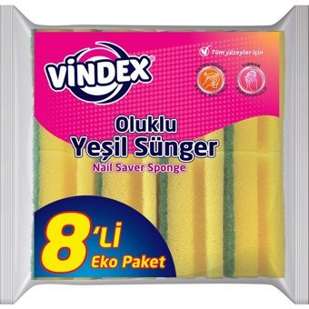 Vindex Oluklu Bulaşık Süngeri 8'li