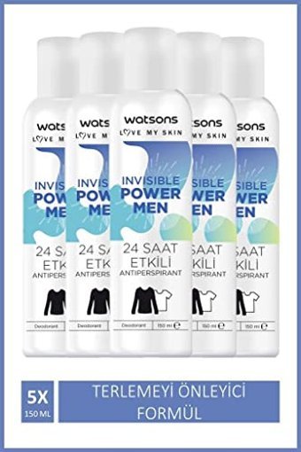Watsons Invisible Power Sprey Erkek Deodorant 5x150 ml