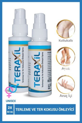Teraxil Antiperspirant Sprey Unisex Deodorant 2x50 ml