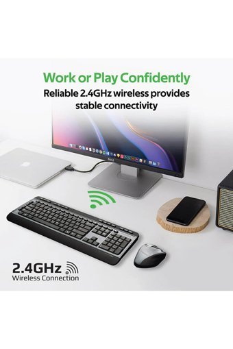 Promate Procombo-9 Ergonomik Gri Kablosuz Klavye Mouse Seti