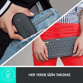 Logitech K380 Sessiz Siyah Kablosuz Klavye Mouse Seti