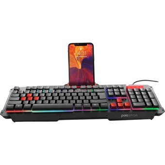 Polosmart PGM06+PGM07 Işıklı Ergonomik Siyah Kablolu Klavye Mouse Seti