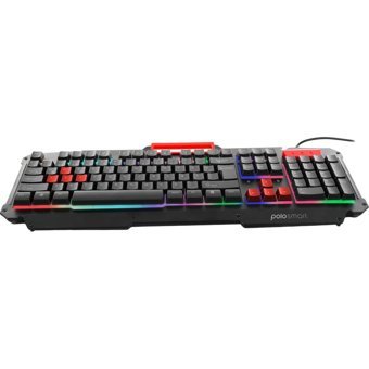Polosmart PGM06+PGM07 Işıklı Ergonomik Siyah Kablolu Klavye Mouse Seti