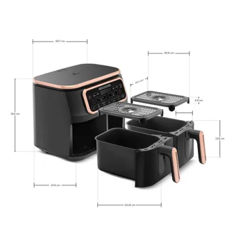 Karaca Air Pro Cook Duo Tandır XXXL Airfryer 8 lt İki Hazneli Izgara Yapan Led Ekranlı Sıcak Hava Fritözü Rose Gold
