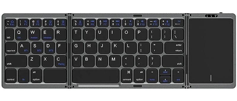 Recci RCS-K01 Katlanabilir Kablosuz Multifonksiyonel Touchpad Klavye Gri