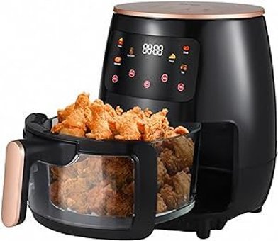 Lifcasual 6 Qt Airfryer 6 lt Tek Hazneli Led Ekranlı Yağsız Sıcak Hava Fritözü Siyah