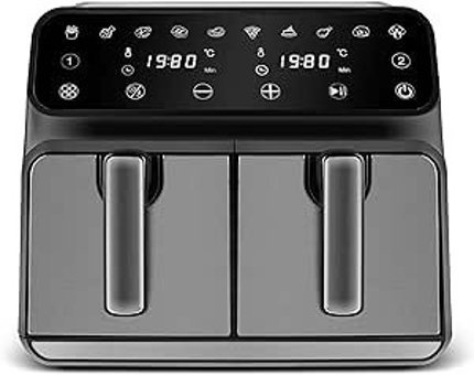 Karaca MultiFry XXXL Airfryer 8 lt İki Hazneli Led Ekranlı Yağsız Sıcak Hava Fritözü İnox