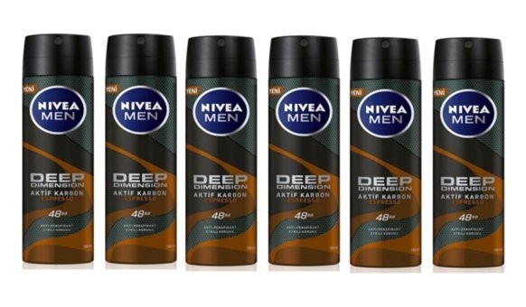 Nivea Deep Dimension Sprey Erkek Deodorant 6x150 ml