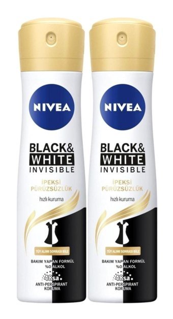 Nivea Black&White Insivible Ipeksi Pürüzsüzlük Sprey Kadın Deodorant 2x150 ml