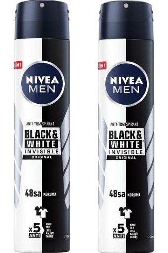 Nivea Black&White Invisible Original Antiperspirant Sprey Erkek Deodorant 2x200 ml