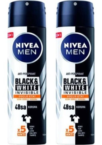 Nivea Black&White Invisible Güçlü Etki Sprey Erkek Deodorant 2x150 ml