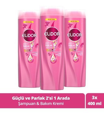 Elidor Superblend 2'si 1 Arada Güçlü Parlak Şampuan 3x400 ml