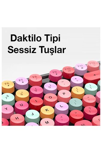 Ally Mofi Sweet Daktilo Sessiz Pembe Kablosuz Klavye Mouse Seti