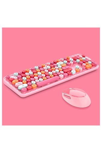 Ally Mofi Sweet Daktilo Sessiz Pembe Kablosuz Klavye Mouse Seti