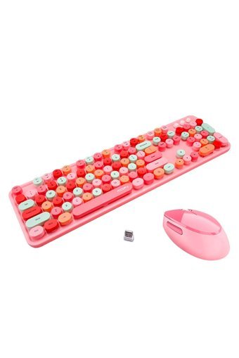 Ally Mofi Sweet Daktilo Sessiz Pembe Kablosuz Klavye Mouse Seti