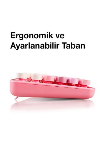 Ally Mofi Sweet Daktilo Sessiz Pembe Kablosuz Klavye Mouse Seti