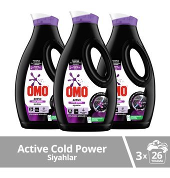 Omo Active Cold Power Siyahlar 78 Yıkama Sıvı Deterjan 3x1690 ml