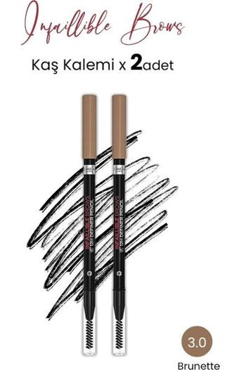 L'Oréal Paris 3.0 Brunette Asansörsüz Çift Taraflı İnce Uçlu 2'li Kaş Kalemi Açık Kahve