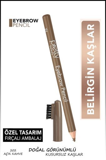 Pretty Beauty 202 Suya Dayanıklı Asansörsüz Kalın Uçlu Kaş Kalemi Açık Kahve