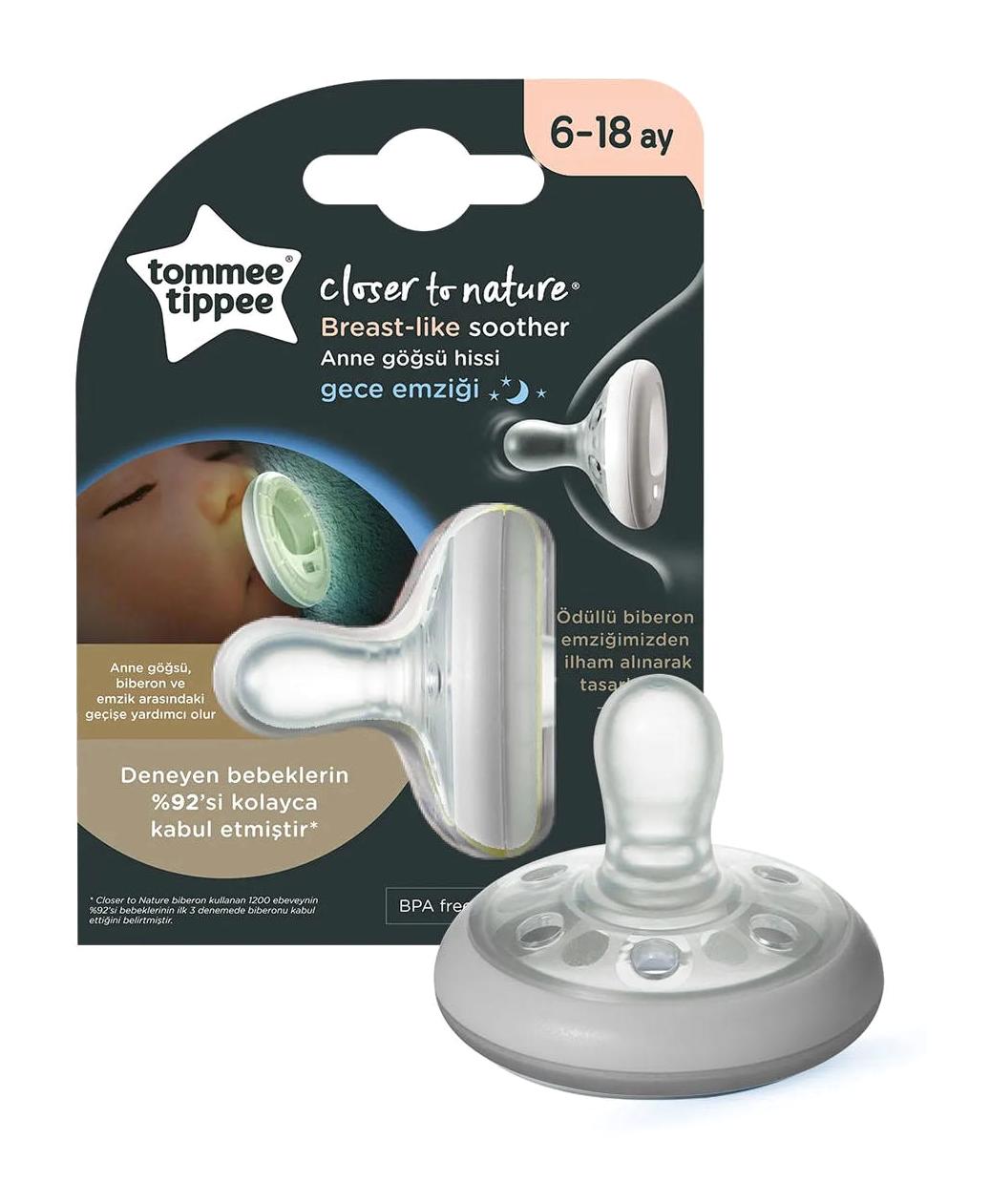 Tommee Tippee Breastlike Gece 6-18 Ay Gri Emzik