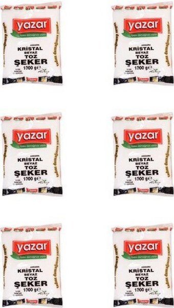 Yazar Kristal Toz Şeker 6x1 kg