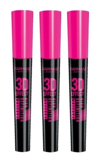 Farmasi 3d Effect High Definition Hacim Veren Siyah Maskara 3'lü