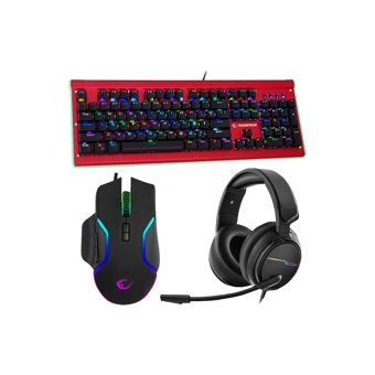 Rampage KB-R19 Işıklı Ergonomik Kırmızı Kablolu Klavye Mouse Seti