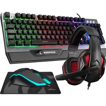 Rampage Km-26 Işıklı Ergonomik Siyah Kablolu Klavye Mouse Seti