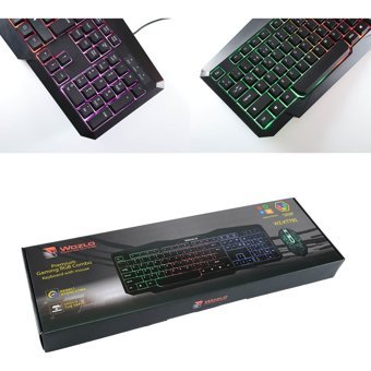 Wozlo WZ-KT792 Işıklı Ergonomik Siyah Kablolu Klavye Mouse Seti