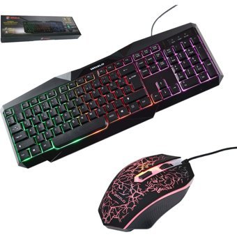 Wozlo WZ-KT792 Işıklı Ergonomik Siyah Kablolu Klavye Mouse Seti