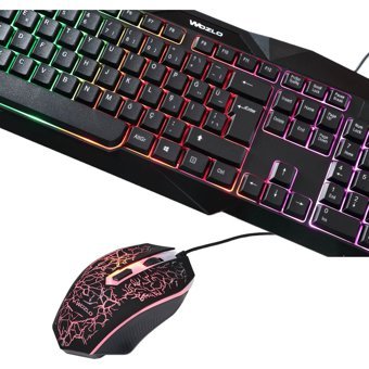 Wozlo WZ-KT792 Işıklı Ergonomik Siyah Kablolu Klavye Mouse Seti