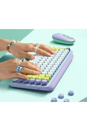 Logitech Emoji Pop Keys Dayream Sessiz Çok Renkli Kablosuz Klavye Mouse Seti