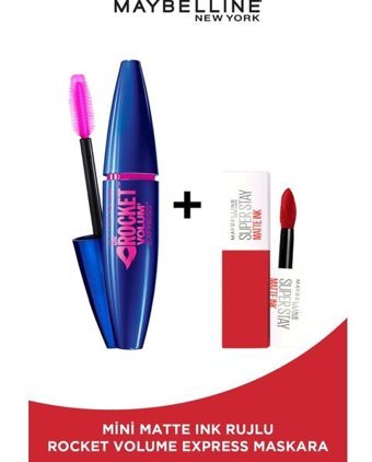 Maybelline New York Volume Express Rocket Hacim Veren Siyah Maskara + Mini Matte Ink 20 Pioneer Hediyeli
