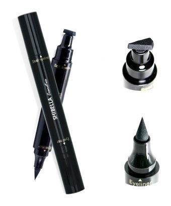 Shibella İnce Damga Çift Taraflı Suya Dayanıklı Mat Siyah Kalıcı İnce-Kalın Uçlu Likit Eyeliner
