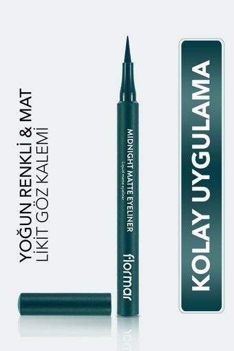 Flormar Midnight Matte 004 Mat Yeşil Kalıcı İnce Uçlu Likit Eyeliner