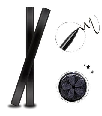 Redshine Çiçek Desenli Çift Taraflı Suya Dayanıklı Mat Siyah Kalıcı Kalın Uçlu Kalem Eyeliner