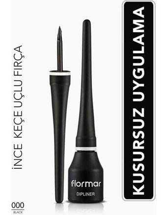Flormar Dipliner 000 Yarı Mat Siyah İnce Uçlu Likit Eyeliner