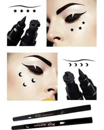 Roesıa Rose Cosmetics Ay ve Yıldız Desenli Çift Taraflı Mat Lacivert İnce-Kalın Uçlu Kalem Eyeliner 2 Adet