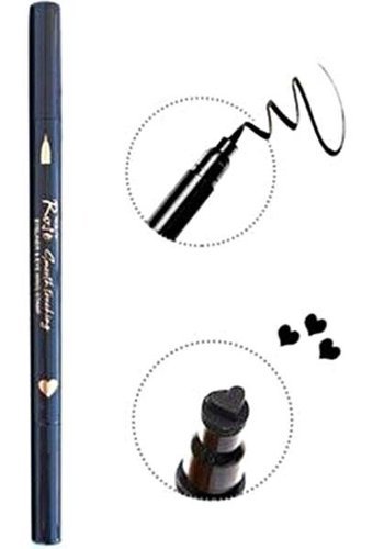 Mst Cosmetic Kalp Baskılı Çift Taraflı Mat Siyah İnce-Kalın Uçlu Kalem Eyeliner