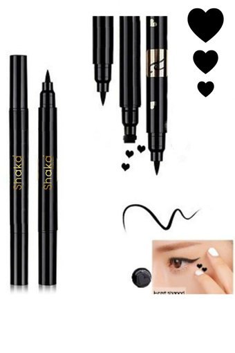 Shaka Kalp Desenli Çift Taraflı Mat Siyah Kalıcı İnce Uçlu Kalem Eyeliner