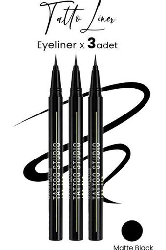 Maybelline New York Tattoo Mat Mattte Black İnce Uçlu Kalem Eyeliner 3 Adet