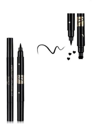 Roesıa Rose Cosmetics Kalp Desenli Çift Taraflı Siyah İnce Uçlu Kalem Eyeliner