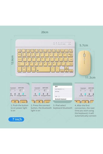 Samsung Galaxy Tab Sessiz Ergonomik Beyaz Kablosuz Klavye Mouse Seti