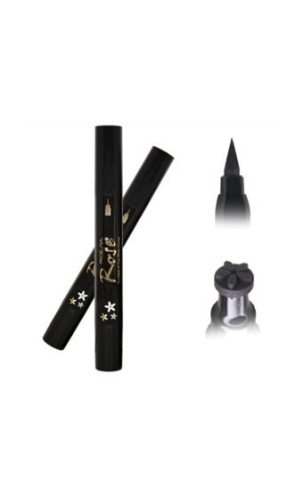 Roesıa Rose Cosmetics Çiçek Baskılı Çift Taraflı Mat Siyah Kalıcı İnce Uçlu Kalem Eyeliner