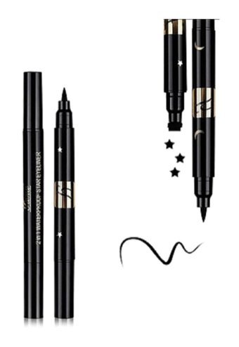 Roesıa Rose Cosmetics Yıldız Desenli Çift Taraflı Mat Siyah Kalıcı İnce Uçlu Kalem Eyeliner