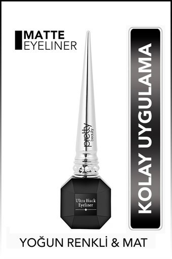Pretty Beauty Ultra Black Suya Dayanıklı Mat Siyah Kalıcı İnce Uçlu Likit Eyeliner
